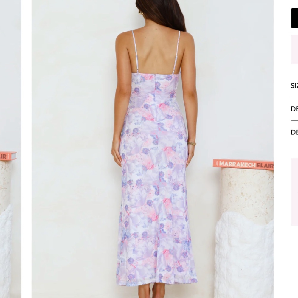 Hello Molly Lavender Floral Dress | Cutout | Romantic Wedding Guest Dress | S - Picture 2 of 5